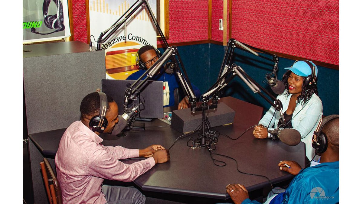 Station staff at Nkabazwe Community radio station in Gweru