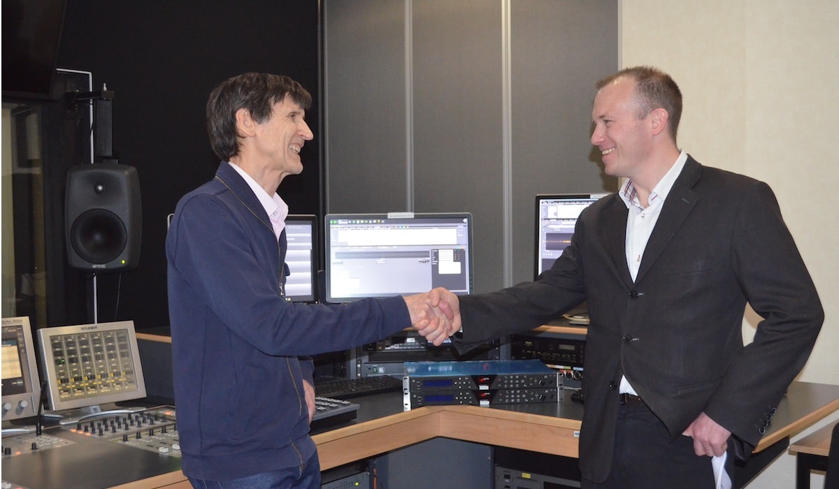Christian Valera of INA with Yann Vonarburg of AETA Audio Systems in the INA studios
