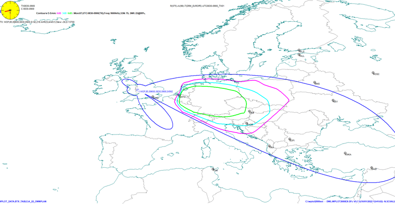 Map 2- 0830 – 0900 UTC, (0930 – 1000 British Summer Time, 1030 – 1100 Central European Summer Time) 9410 kHz