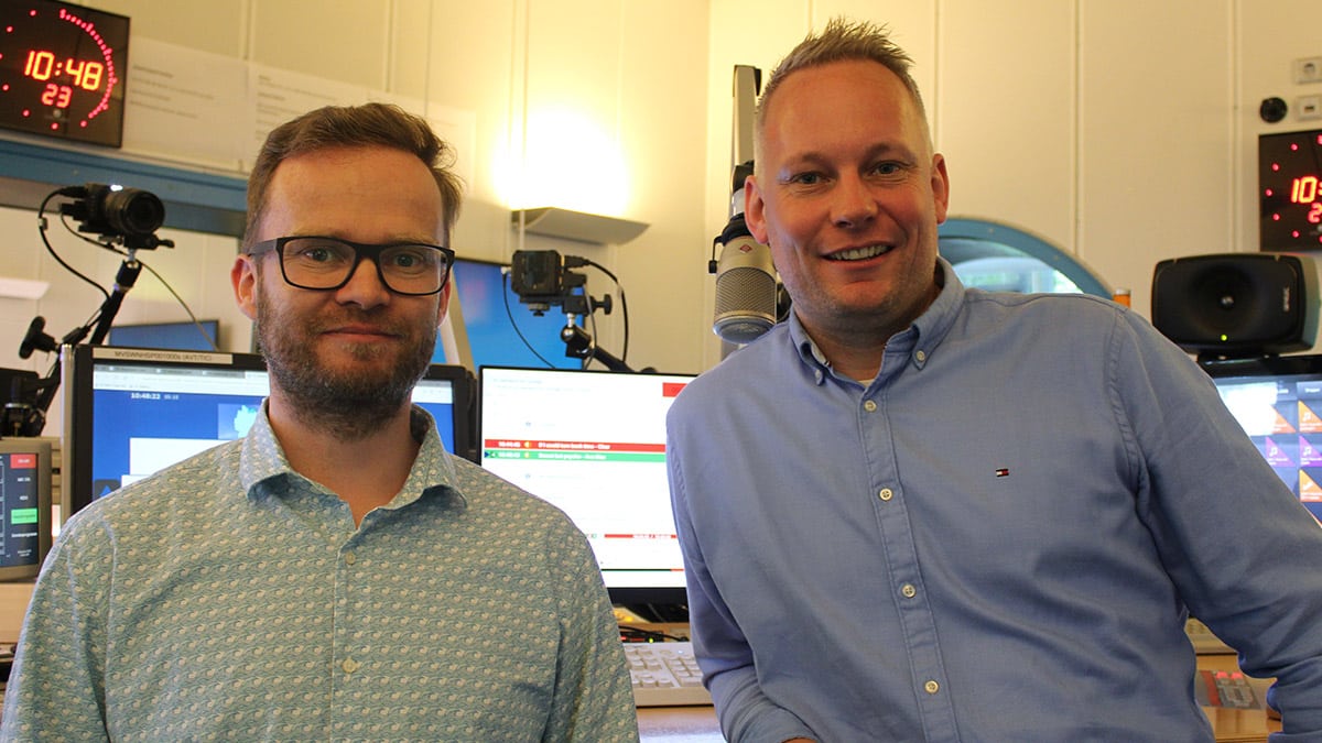 Hannes Lübcke NDR1 production engineer, left, with Nils Söhrens