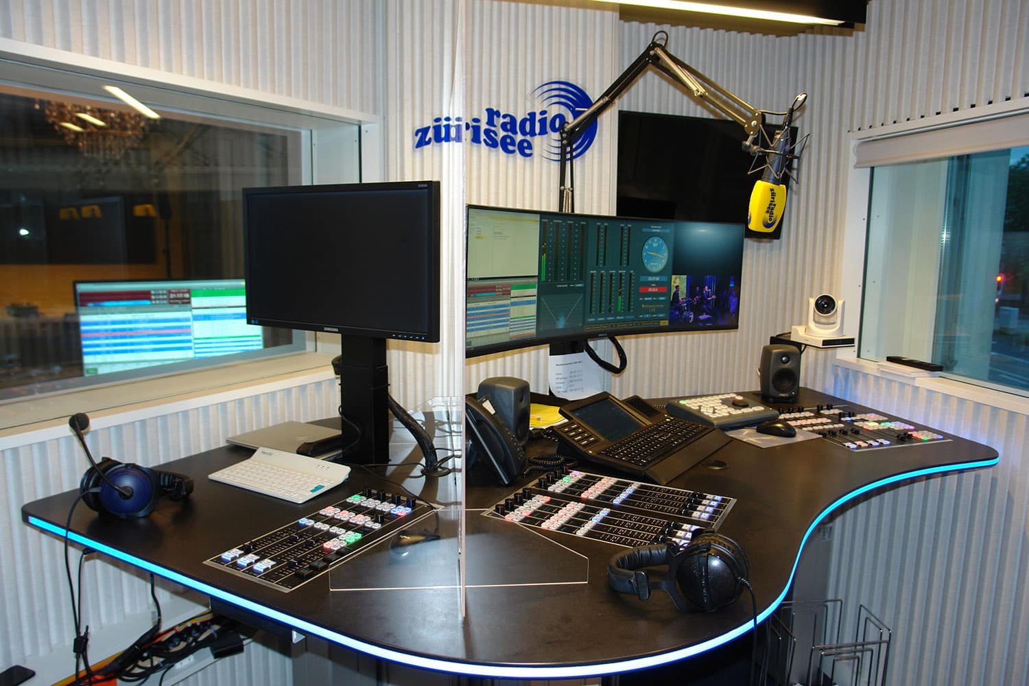 DJs drop into one of two Radio Zürisee studios from time to time to produce content on LXE console surfaces