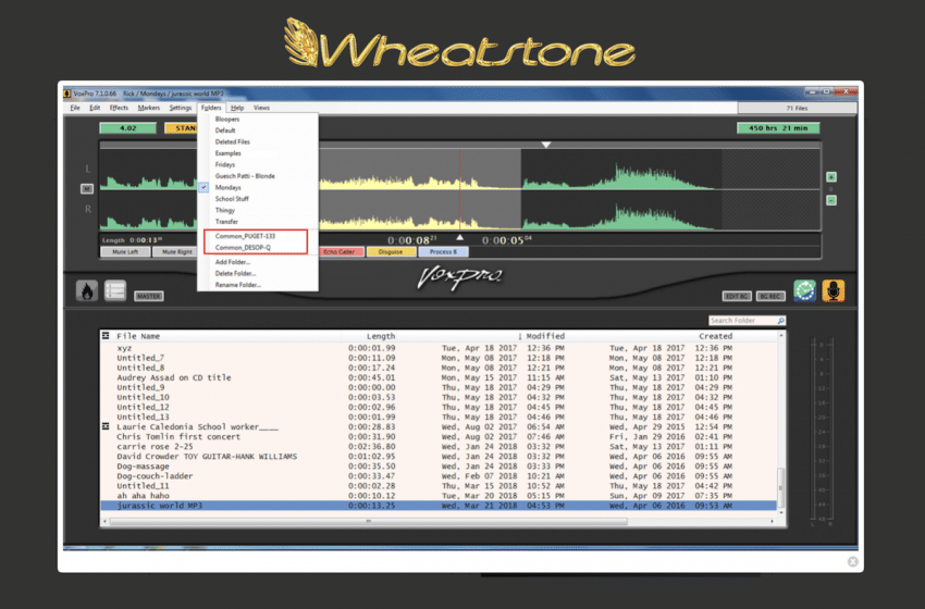  Wheatstone adds folder sharing to VoxPro