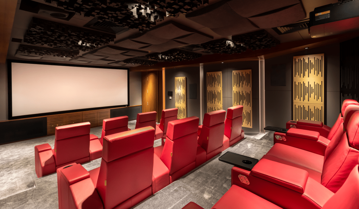 The room features a 9.1.6 home theater system