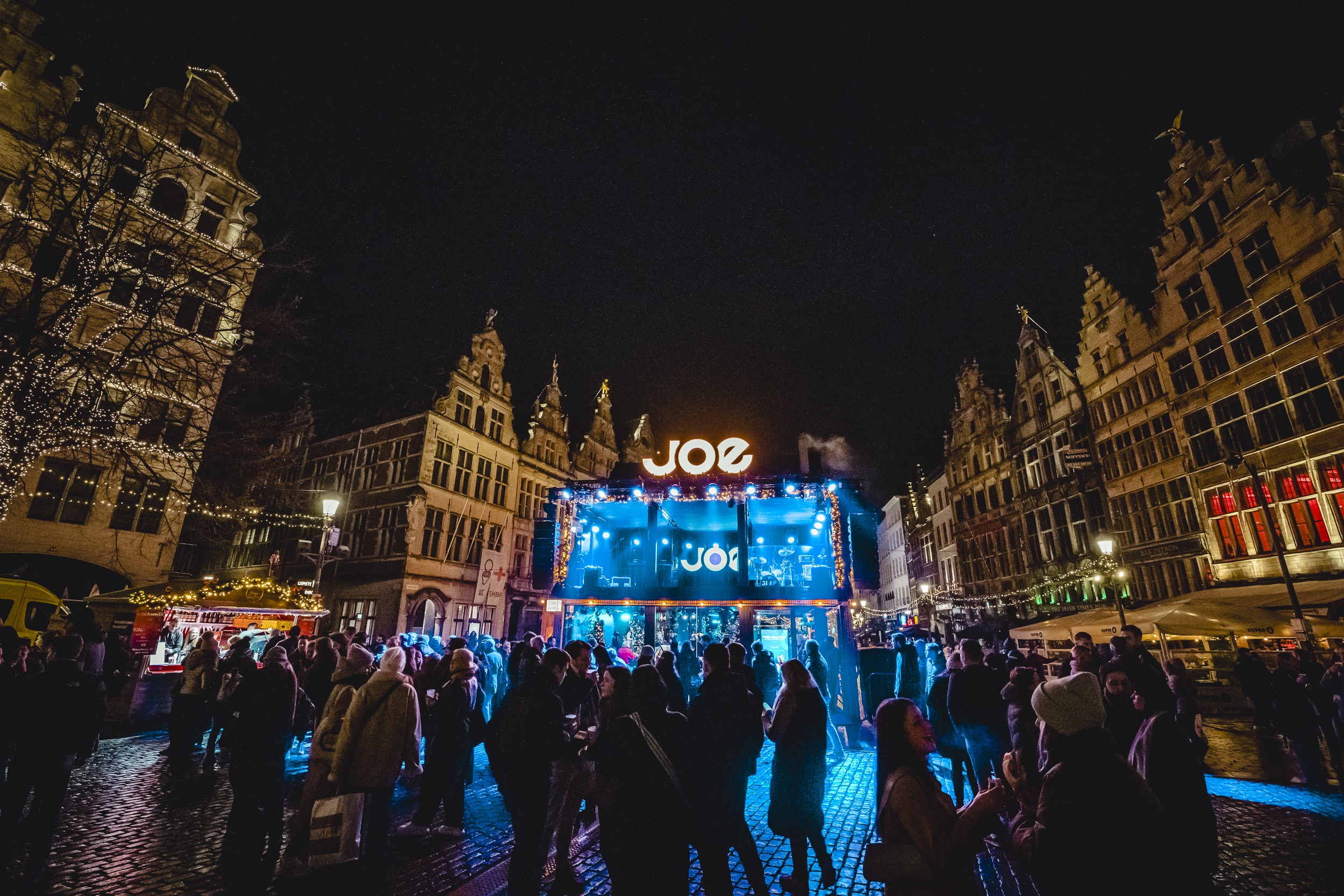 The JOE Christmas House in Antwerp's Grote Markt, the city's main square