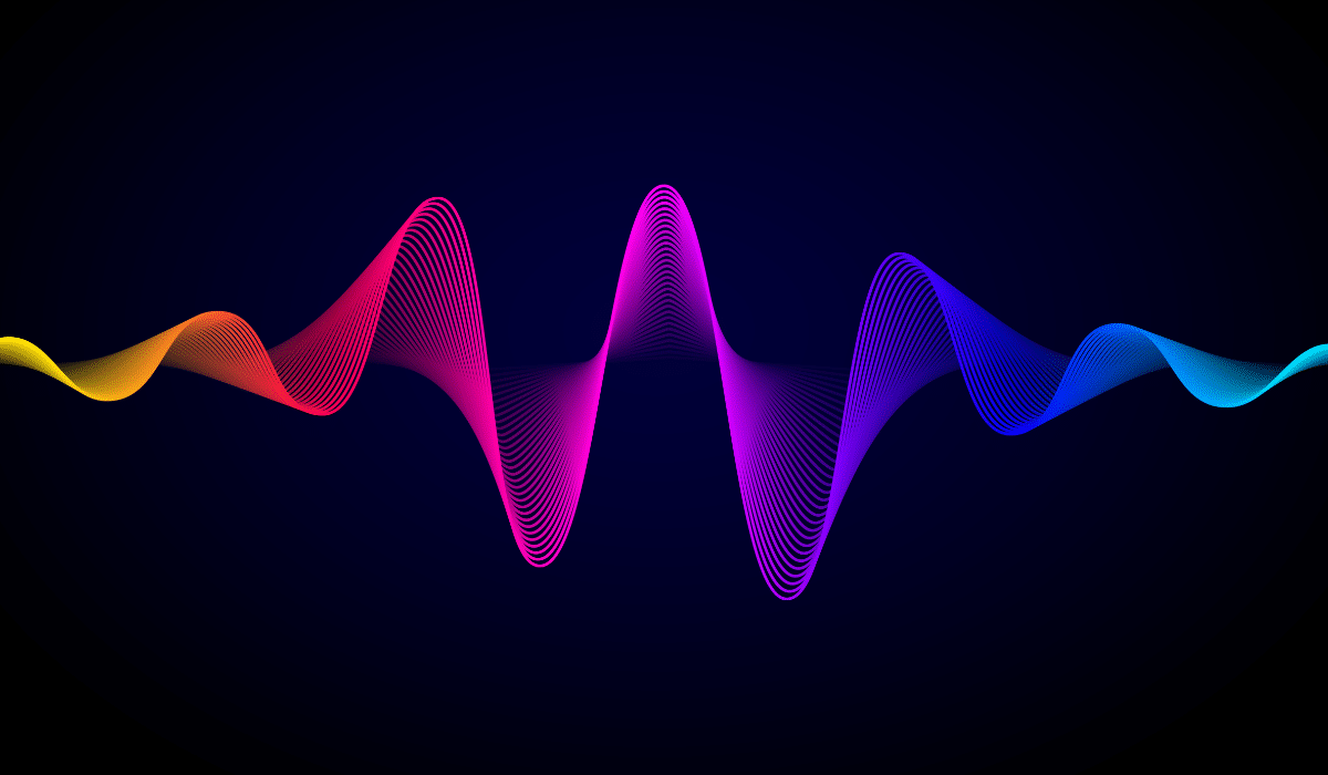 A CGI Graphic of multicoloured audio waves