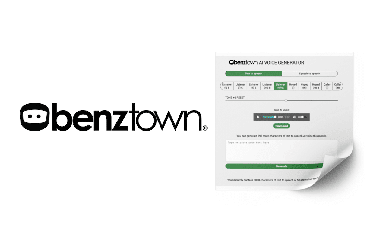 Benztown AI Listener Voice Generator