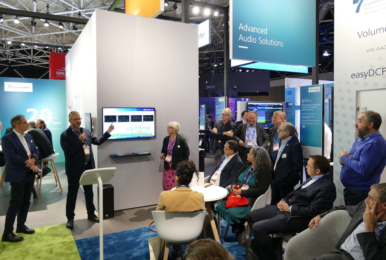 Alexander Zink of Fraunhofer IIS explaining DRM multichannel at IBC2024